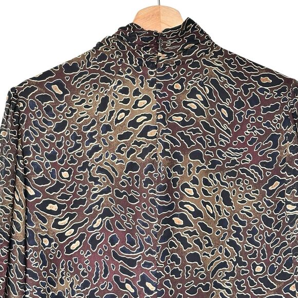 TORY BURCH 8 Whitfiels Abstract Animal Print chiffon Silk  Blouse mock neck - Picture 8 of 9